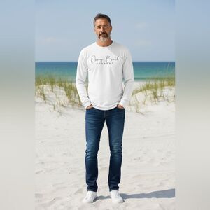 EUC Island Beach Men’s White Long Sleeve Moisture Wicking Shirt Orange Beach XXL